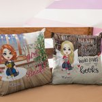 Fodera per cuscino personalizzato con ragazza vintage che legge cuscino decorativo regalo di compleanno per lettori e appassionati dei libri
