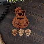Caja de madera personalizada con 3 púas para guitarra Regalo de cumpleaños para músico Guitarrista