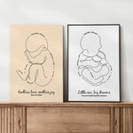 Personalised Simplicity Line Style Baby Poster Painting Framed Painting with Baby Information Home Decor Birthday Baby Shower Gift for Newborn Baby