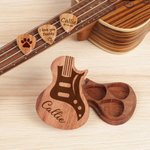 Caja de madera personalizada con 3 púas para guitarra Regalo de cumpleaños para músico Guitarrista