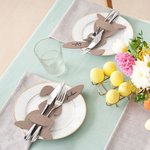 Personalized Felt Bunny Shape Tableware Holders Cutlery Pockets with Name Home Easter Party Dinner Table Supplies Gift for Family Friends