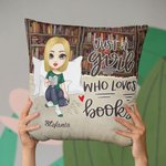 Fodera per cuscino personalizzato con ragazza vintage che legge cuscino decorativo regalo di compleanno per lettori e appassionati dei libri