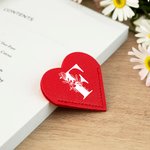 Personalized Elegant Floral Initial Heart-shaped PU Leather Bookmark for Page Corner Birthday Gift for Bookworm Librarian