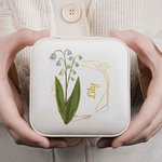 Personalized Gold-Edged Birth Flower PU Leather Jewelry Box with Name Portable Travel Essential Birthday Gift for Women