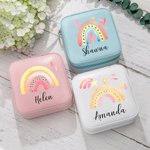 Personalised Watercolour Rainbow Leather Jewellery Box with Name Jewellery Travel Case Birthday Valentine's Day Gift for Women