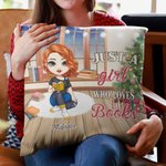 Fodera per cuscino personalizzato con ragazza vintage che legge cuscino decorativo regalo di compleanno per lettori e appassionati dei libri