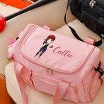 Gepersonaliseerde Baseball Softball Cartoon Girl Multi-compartiment grote reistas met naam en schouderband verjaardag sport accessoire Gift voor vrouwen