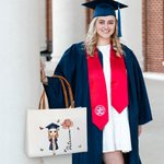 Personalized Graduation Cartoon Character Birth Flower Canvas Large Tote Bag with Name and Leather Handle Travel Accessories Birthday Gift for Women