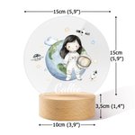 Luce notturna a LED in acrilico con base in legno personalizzata con nome e cartone animato regalo di compleanno per i bambini