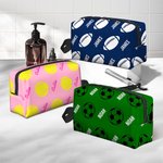 Personalised Basketball Football Name Portable Toiletry Bag with Zipper and Handle Travel Accessory Game Day Birthday Gift for Ball Sports Lover