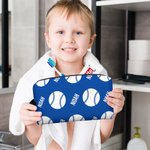 Personalised Basketball Football Name Portable Toiletry Bag with Zipper and Handle Travel Accessory Game Day Birthday Gift for Ball Sports Lover