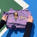 Gepersonaliseerde Baseball Softball Cartoon Girl Multi-compartiment grote reistas met naam en schouderband verjaardag sport accessoire Gift voor vrouwen