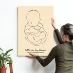 Personalised Simplicity Line Style Baby Poster Painting Framed Painting with Baby Information Home Decor Birthday Baby Shower Gift for Newborn Baby