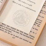 Personalised Book Castle Wave Night View Design Hand Held Embosser Stamp with Text Graduation Birthday Gift for Books Lovers Bookworms