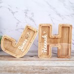 Hucha de madera con forma de inicial de animal con ventana transparente Decoración educativa para habitación infantil Regalo de cumpleaños para niños Niñas