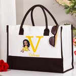 Personalizzato Cartoon Graduate Character Canvas Tote Bag con iniziale e nome Graduation Blessing Party Favor Gift for Girls Friends