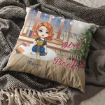 Fodera per cuscino personalizzato con ragazza vintage che legge cuscino decorativo regalo di compleanno per lettori e appassionati dei libri