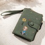 Portafoglio in pelle PU personalizzato con nome fiore di nascita e personaggio banconote portacarte regalo di compleanno per donne