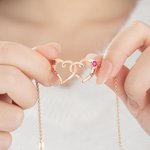 Pulsera personalizada de plata de ley con doble corazón entrelazado, piedras de nacimiento y nombres grabados Regalo de San Valentín Aniversario para mujer