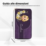 Portafoglio in pelle PU con scomparti multipli personalizzato con nome corona di fiori e personaggio regalo di compleanno per donne
