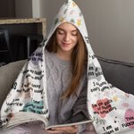 Personalised Bad Bitch Affirmations Rebellion Description Soft Hooded Blanket with Name Inspiring Birthday Gift for Women