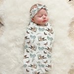 Personalisierte niedliche Stockente Baby weich wickeln Hut Bogen Stirnband Outfit mit Namen Baby Shower Coming Home Geschenk für Neugeborene
