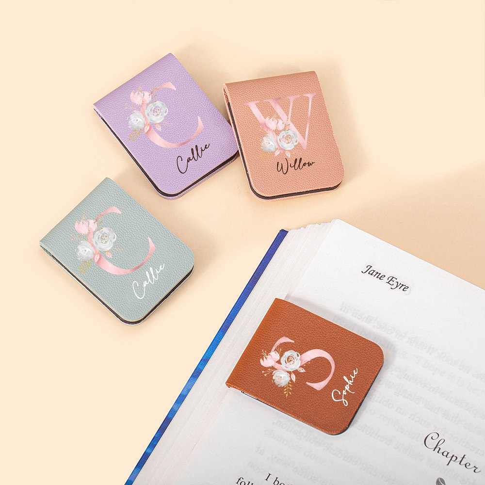 Marque-page magnétique en cuir avec nom Cadeau d'anniversaire pour les rats de bibliothèque