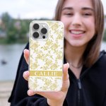 Custodia per iPhone personalizzata in stile retro French Toile De Jouy con nome regalo perfetto per San Valentino compleanni per donne o amiche