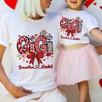 Personalizzato Cupido Fiocco Cuore Multicolore Baby Bodysuit T-shirt Felpa Abbinamento con nomi San Valentino Regalo per la festa della mamma bambino