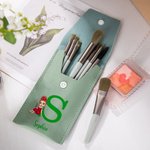 Personalised Cartoon Character Initial Leather Makeup Brush Bag with Name and 8 Pcs Makeup Brushes Graduation Travel Essentials Gift for Woman
