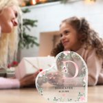 Gepersonaliseerde Bloemen Initiaal Hartvormige Acrylplaat met Naam en Tekst Doop Verjaardagscadeau voor Pasgeborenen