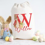 Personlig söt påskhare presentpåse med dragsko med initialer och namn påskfödelsedagspresent för barn familj