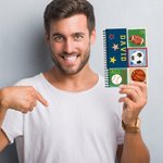 Acquerello personalizzato Calcio Calcio Basket Baseball All Star A5 Quaderno a spirale foderato Compleanno Regalo di ritorno a scuola per bambini amanti dello sport