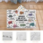 Personalised Bad Bitch Affirmations Rebellion Description Soft Hooded Blanket with Name Inspiring Birthday Gift for Women