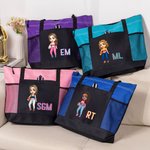 Personalisierte Basketball Fußball Cartoon Mädchen Monogramm wasserdicht Mesh Tote Bag Game Day Zubehör Geburtstag Geschenk für Sportliebhaber