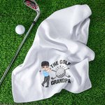 Personalized Cartoon Character Absorbent Waffle Golf Towel with Title and Hanging Clip Sports Accessories Birthday Sports Gift for Golf Player Lover