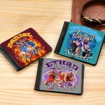 Personalizada de color Llama Rayo 1-5 Foto Collage Billetera de hombre de cuero con nombre y número de cumpleaños Accesorios de viaje Regalo para los amantes del deporte