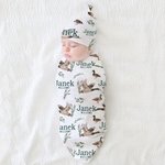Personalisierte niedliche Stockente Baby weich wickeln Hut Bogen Stirnband Outfit mit Namen Baby Shower Coming Home Geschenk für Neugeborene