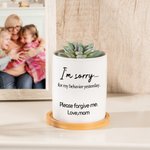Maceta personalizada I'm Sorry con drenaje y base de bambú Decoración del hogar Regalo de disculpa para amigos Familia