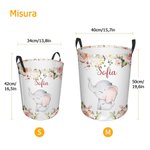 Cestino per la biancheria impermeabile in tessuto Oxford con stampa floreale elefante personalizzato con nome regalo di compleanno per bambini