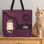Borsa tote riutilizzabile personalizzata con stampa di zampa di gatto fino a 4 nomi regalo di compleanno per amanti degli animali