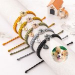 Personalised Dog Paw Print Photo Projection Braided or Beaded Elastic Bracelet Memorial Sympathy Keepsake Gift for Loss of Pet