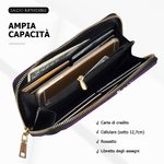 Portafoglio in pelle PU con scomparti multipli personalizzato con nome corona di fiori e personaggio regalo di compleanno per donne