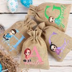 Personalizzato Cartoon Character Initial Pasqua Burlap Drawstring Candy Gift Bag con nome Pasqua Holiday Party Favors regalo per ragazzi ragazze