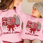 Personalizzato Cupido Fiocco Cuore Multicolore Baby Bodysuit T-shirt Felpa Abbinamento con nomi San Valentino Regalo per la festa della mamma bambino