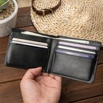 Personalizada de color Llama Rayo 1-5 Foto Collage Billetera de hombre de cuero con nombre y número de cumpleaños Accesorios de viaje Regalo para los amantes del deporte