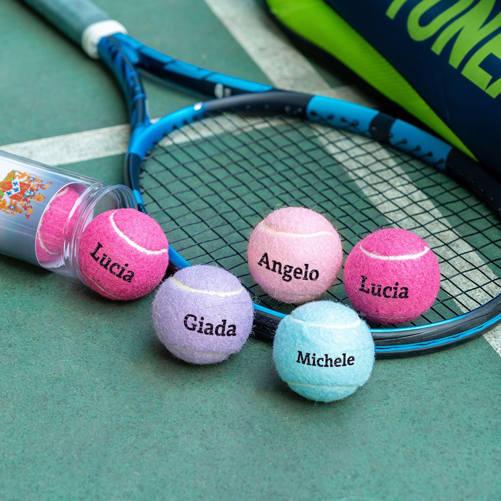 Palline da tennis personalizzate con nome ad alta elasticità confezione singola da 3 palline