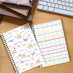 Personalisierte bunte Schmetterling Regenbogen A5 Spirale Notebook mit 120 linierten Seiten und Name Geburtstag Freundschaft zurück zu Schule Geschenk für Kinder Freunde