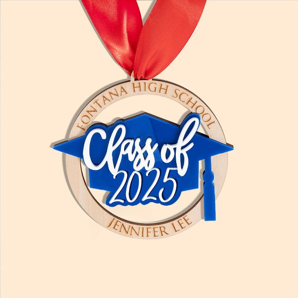 Ornamento personalizado de la medalla de graduación de la promoción de 2025 con texto grabado Regalo de graduación para graduados