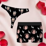 Personalizado Multicolor Relámpago Pareja Tanga Boxer Ropa Interior con Foto Cara Funny Brief Set Día de San Valentín Cumpleaños Regalo para Él Ella